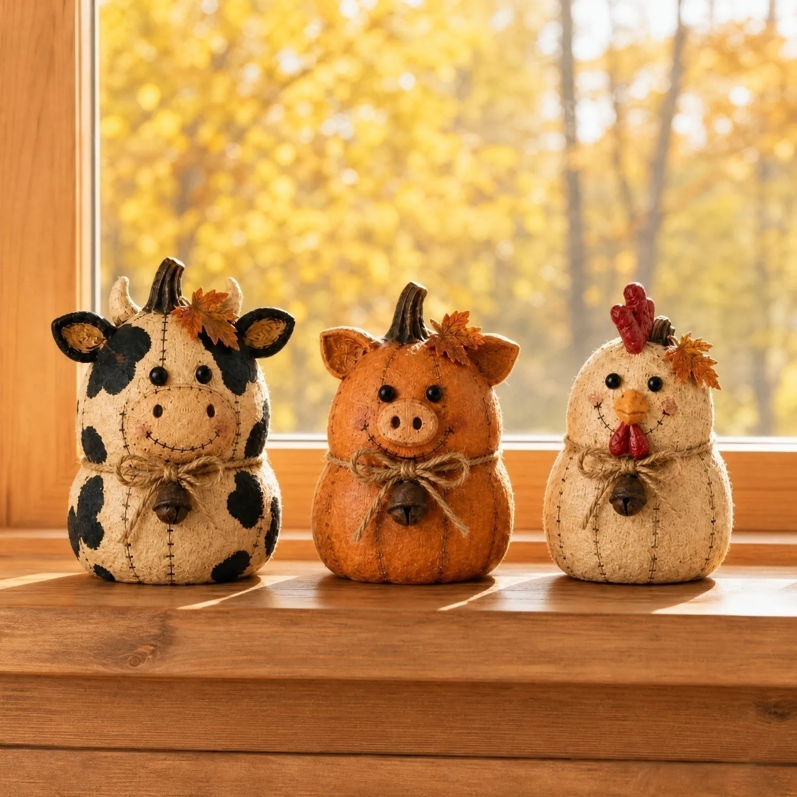 Rustic Pumpkin Decoration Set 3 Piece Fall Three-Piece Country Farm Pumpkin Set Home Desktop Decoration Party Supplies