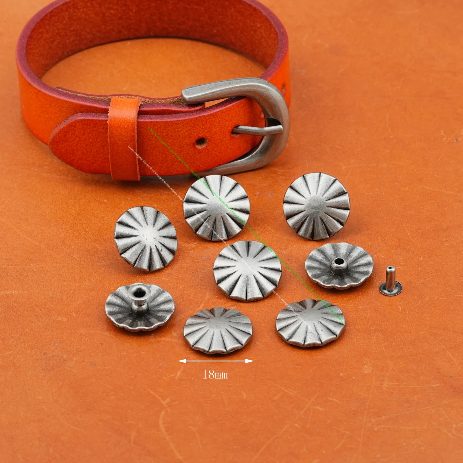 30pcs Antique Silver Domed Flower Pumpkin Mushroom Rivets studs Tack Concho Fastener Leather Craft Belt Decorative Rivet Stud