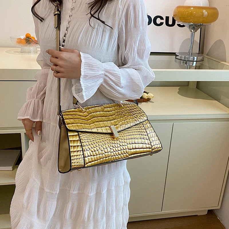 2024 new Brand Classic Handbag Designer For Women Vintage Crocodile Pattern Pu Leather Crossbody Shoulder Bag Commuter Tote