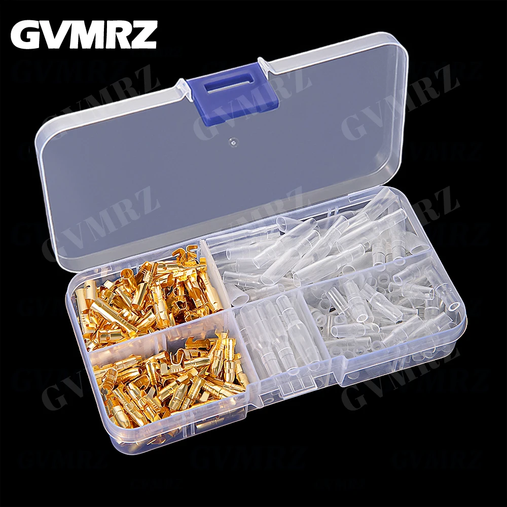 200PCS 4.0 bullet Crimp terminal car electrical wire connector diameter 4mm Female Male Cold press terminal protective sleeve