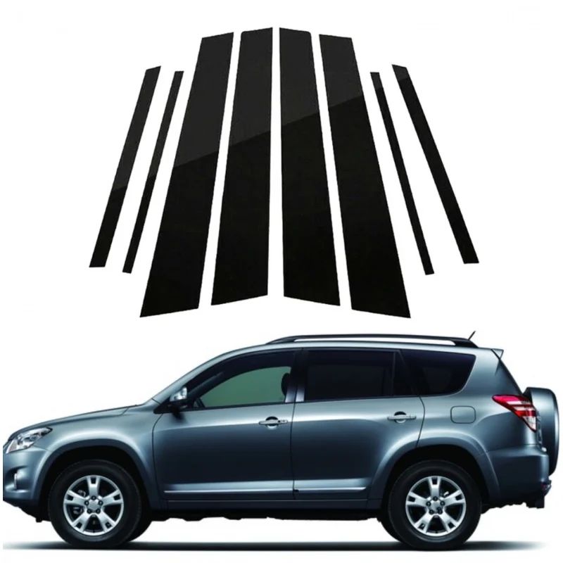 

8Pcs Car Door Window Glossy Black Pillar Posts For Toyota for RAV4 XA30 2006 2007 2008 2009 2010 2011 2012 Trim Covers Sticker