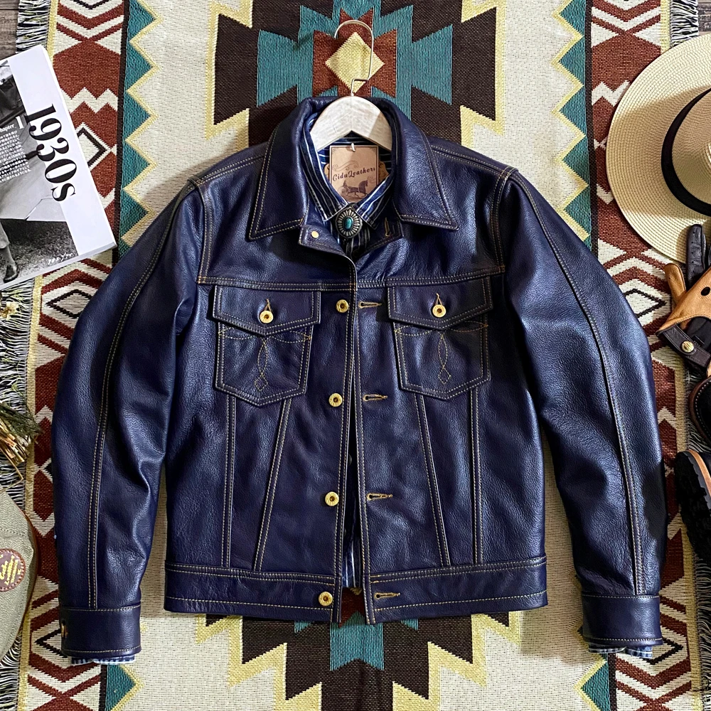 

Tailor Brando First Layer Cowhide Leather 506&507 Workwear Denim Jacket Men's Spring and Autumn Short Leather Jacket