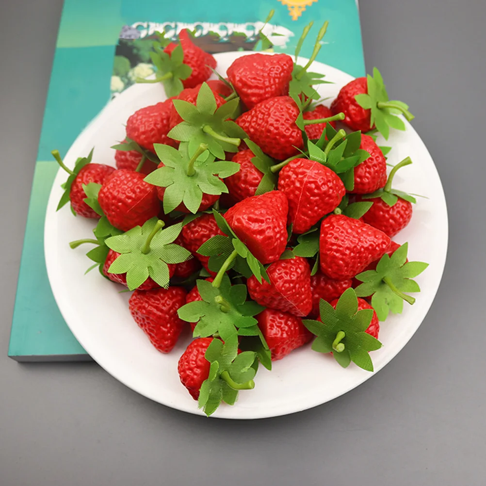 

10 Pcs Simulated Strawberry Fake Artificial Small Fruit Faux Fruits Model Pvc Ornament Strawberries Baby