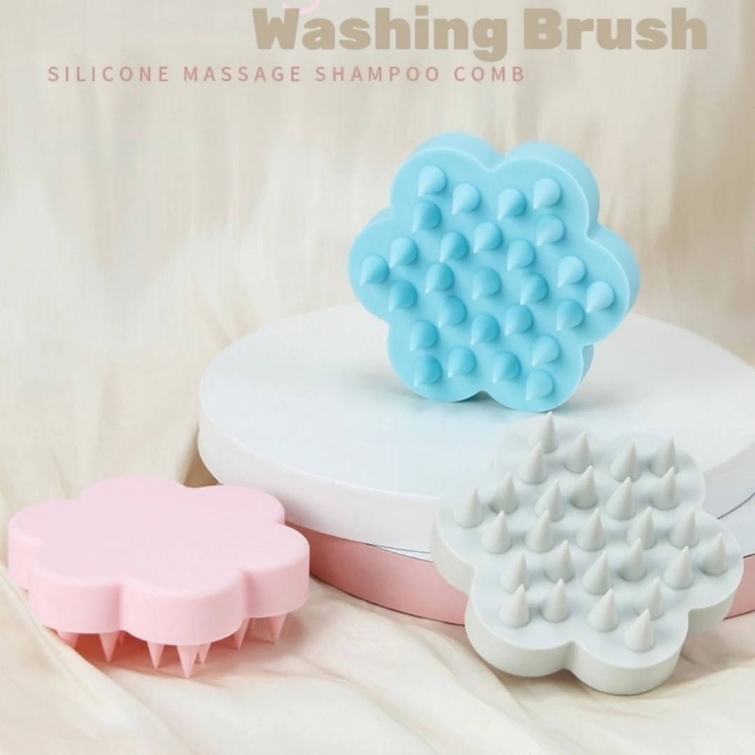 

1 шт., щетка для мытья волос, новая силиконовая массажная щетка в форме цветка для взрослых, детей, щетки для релаксации кожи головы, снимают усталость
