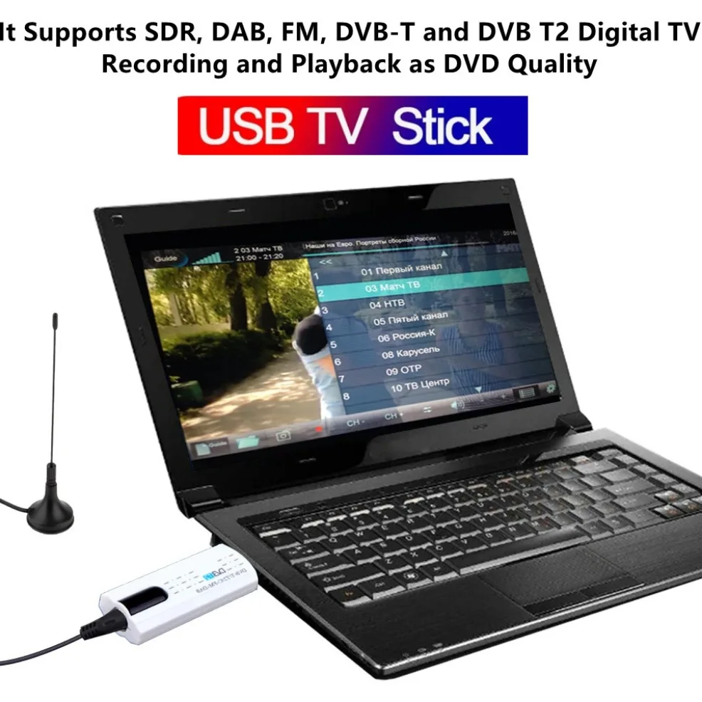 Sintonizzatore USB TV Stick con Antenna Remote HD Digital Satellite DVB T2 ricevitore TV USB DVB-T2/DVB-t/DVB-C/FM/DAB USB TV Stick per PC