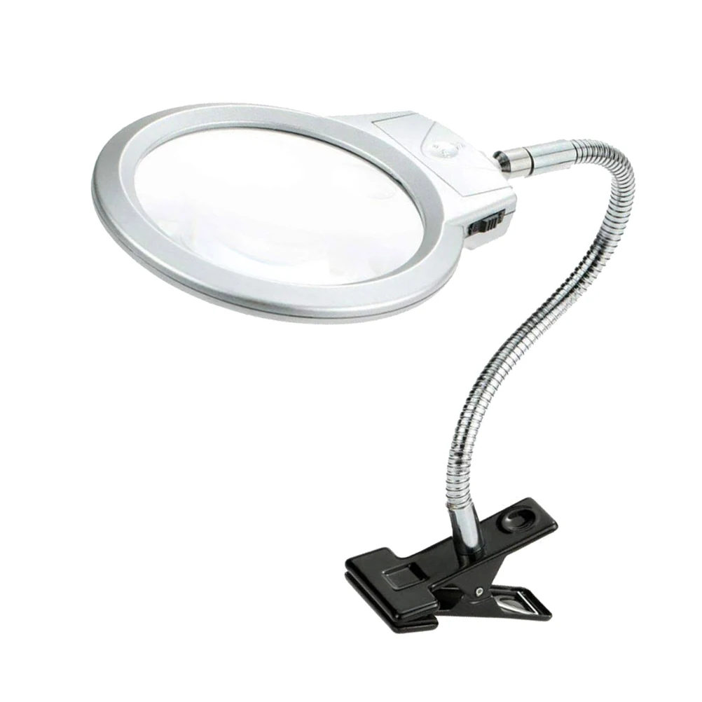 

Adjustable Led Magnifying Glass Lamp With Clip Flexible Neck Reading Light For Books Study Sewing Cross Stitch Jewelry Repair