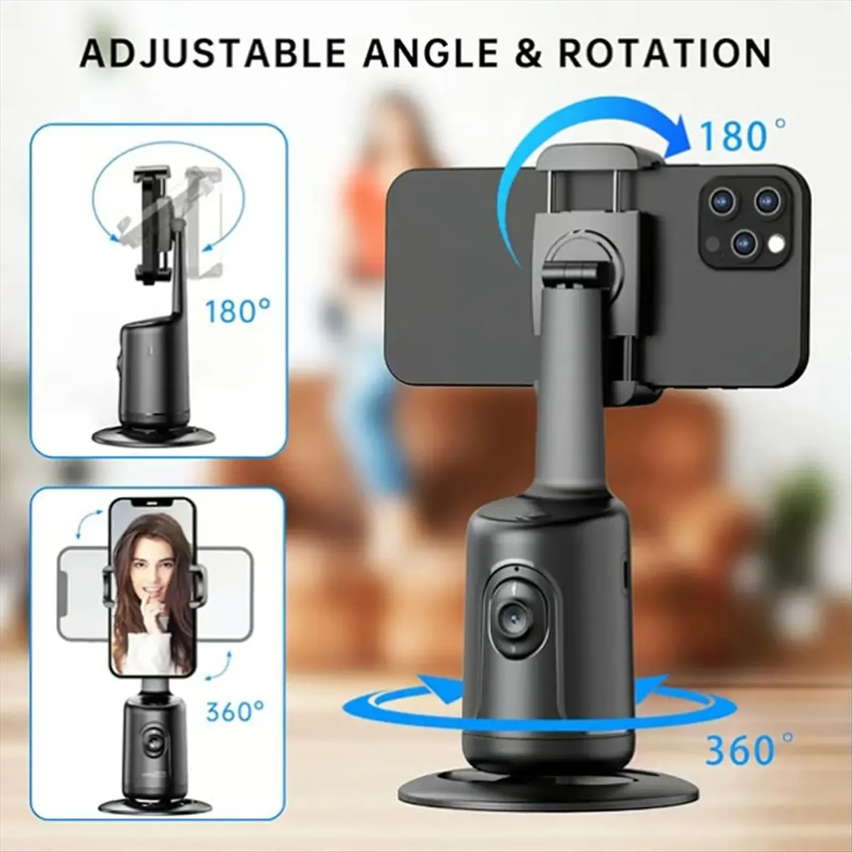 A86G NEW Smart AI Recognition Phone Tripod 360° Rotating Auto Face Tracking Gimbal Selfie Mobile Phone Stick Holder