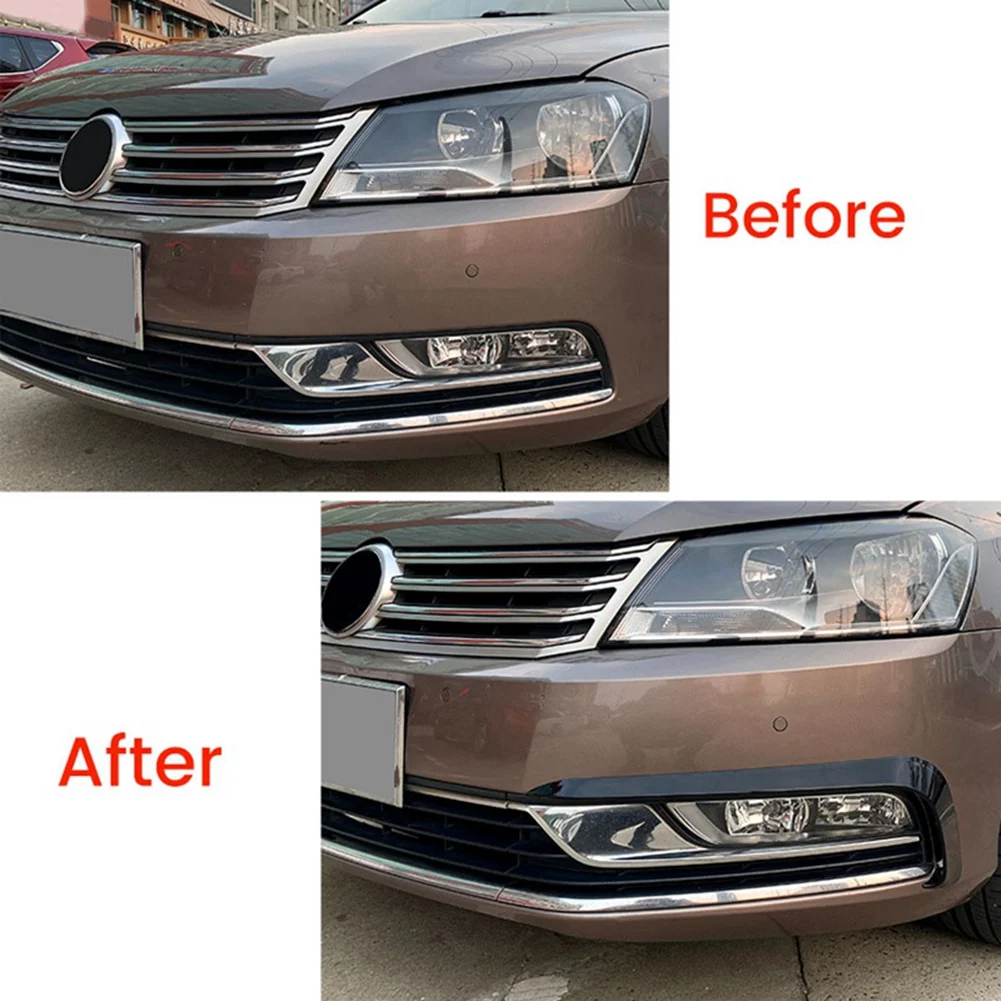 Car Bright Black Front Fog Lamp Eyebrow Wind Knife Fog Light Eyebrow Eyelid Trim Cover for VW Passat B7 2011-2015