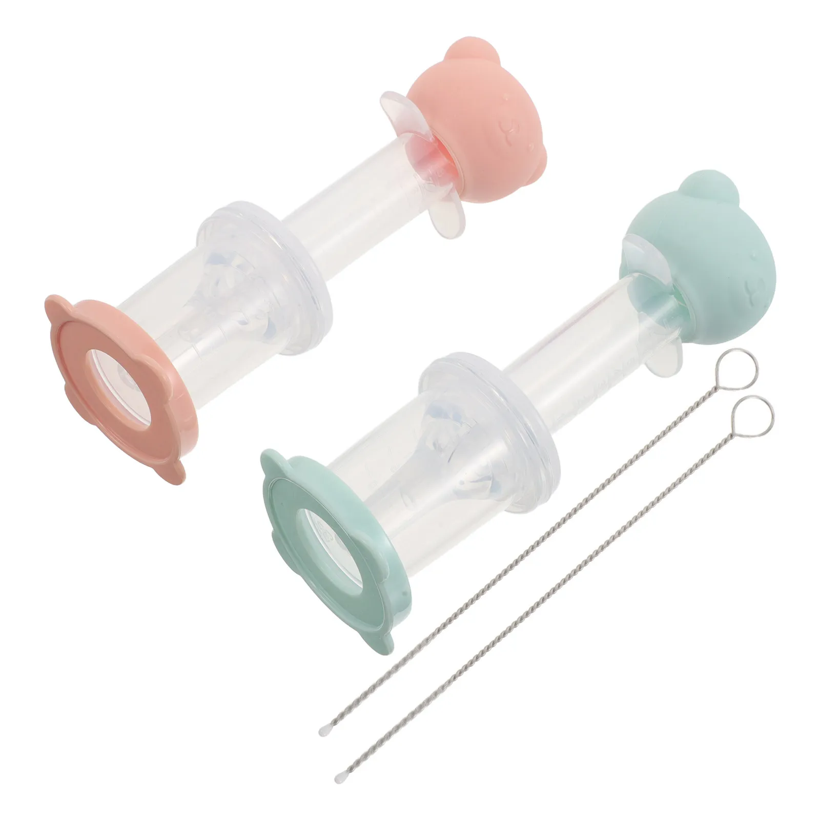 1Set Silicone Infant Food Feeder Pacifier Scale Design Baby Feeding Essentials Choke-Free Liquid Dispenser Baby Travel Feeding