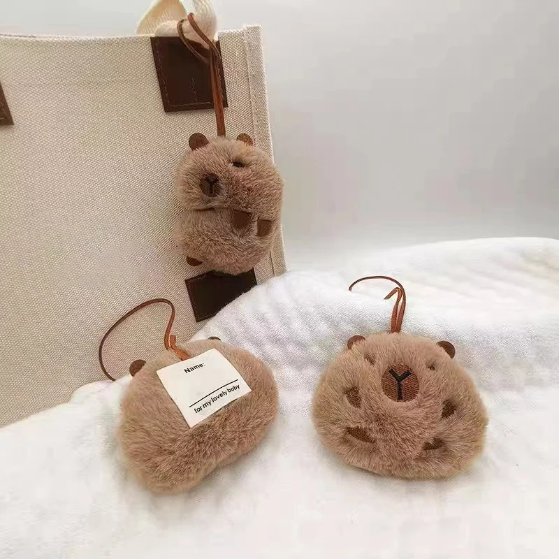 Kawaii pelúcia capivara chaveiro anti-perdido marca nome tag chave titular para criança jardim de infância mochila pingente decoração