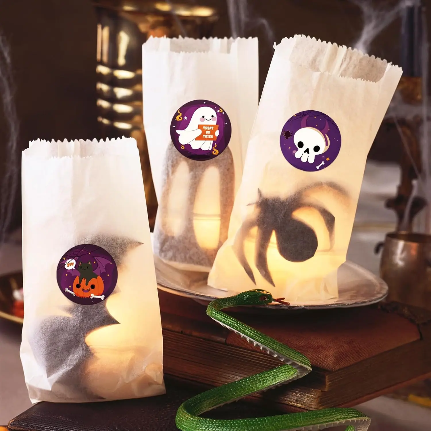 500 PCS Kids' Halloween Stickers Roll for Gifts Candy Party Decorations Holiday (Ghost, Vampire, Pumpkin, Spider Web and More in
