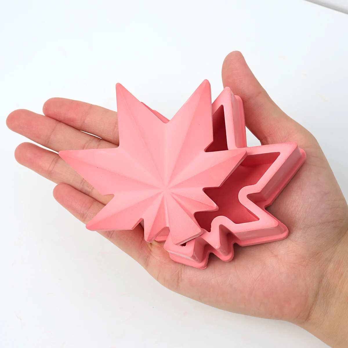 Maple Leaf Candle Jar Silicone Mold DIY with Lid Star Storage Jewelry Box Flowerpot for Clay Epoxy Resin Plaster Concrete Mould