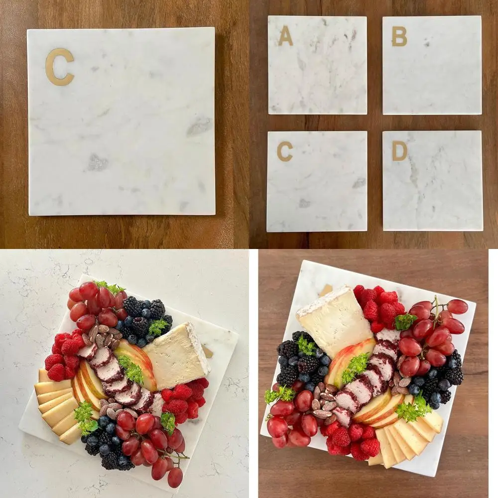 

Custom Marble Charcuterie Set with Brass Monogram - Perfect Wedding & Housewarming Gift for Couples