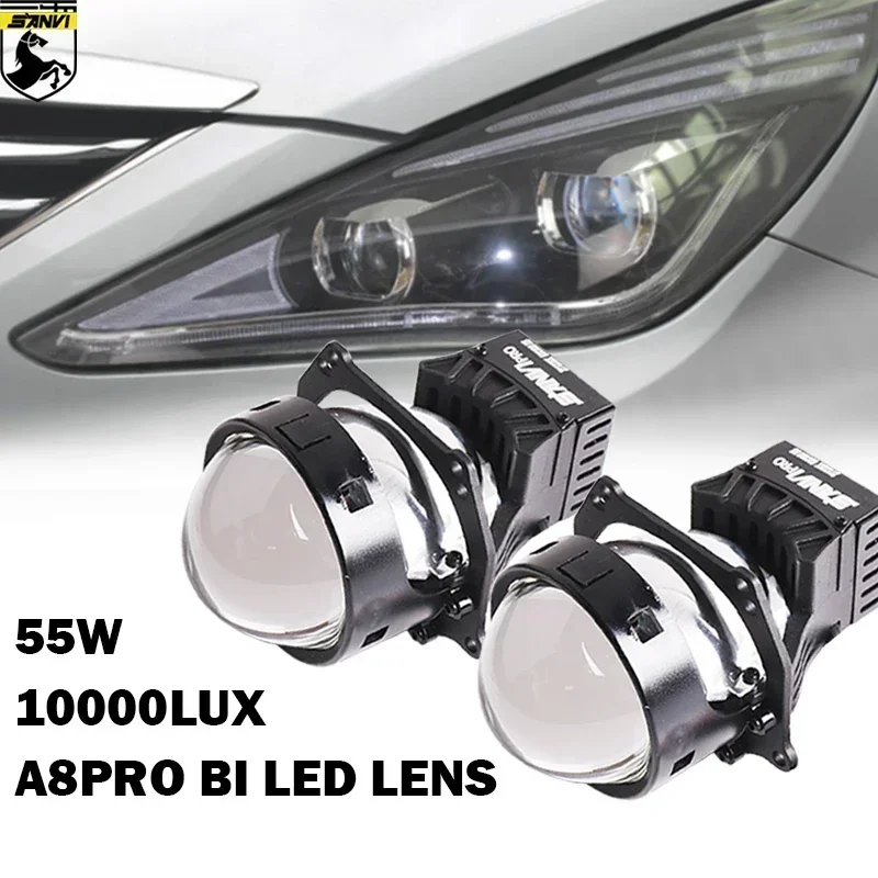 

Sanvi Car A8 3.0 inch 12V 44W 5500K Bi-Led Lens Projector Headlight For Auto Hella 3R G5 Dual Reflector Angel Eyes Light Retroft