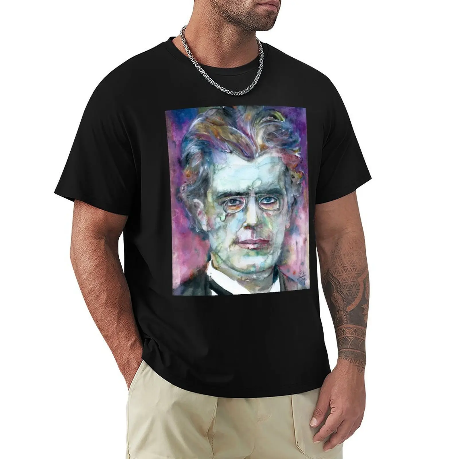 

GUSTAV MAHLER - watercolor portrait.5 T-Shirt Blouse hippie clothes plus size tops Men's t-shirts