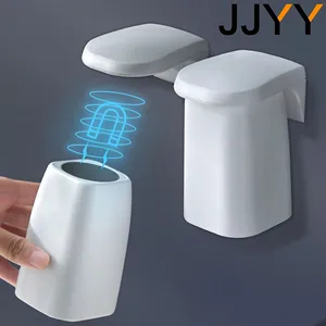 磁気吸引マウスウォッシュカップ壁に取り付けられたホームバスルームシャワー用のマグネット歯ブラシホルダードレインラックブラッシングアクセサリー 10ベストセールス歯ブラシステリラーライザー-5