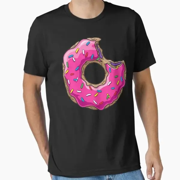 تصميم طباعة الطعام على شكل كعكة الدونات بأكمام قصيرة تي شيرت قطني مريح فضفاض للرجال والنساء بأكمام قصيرة