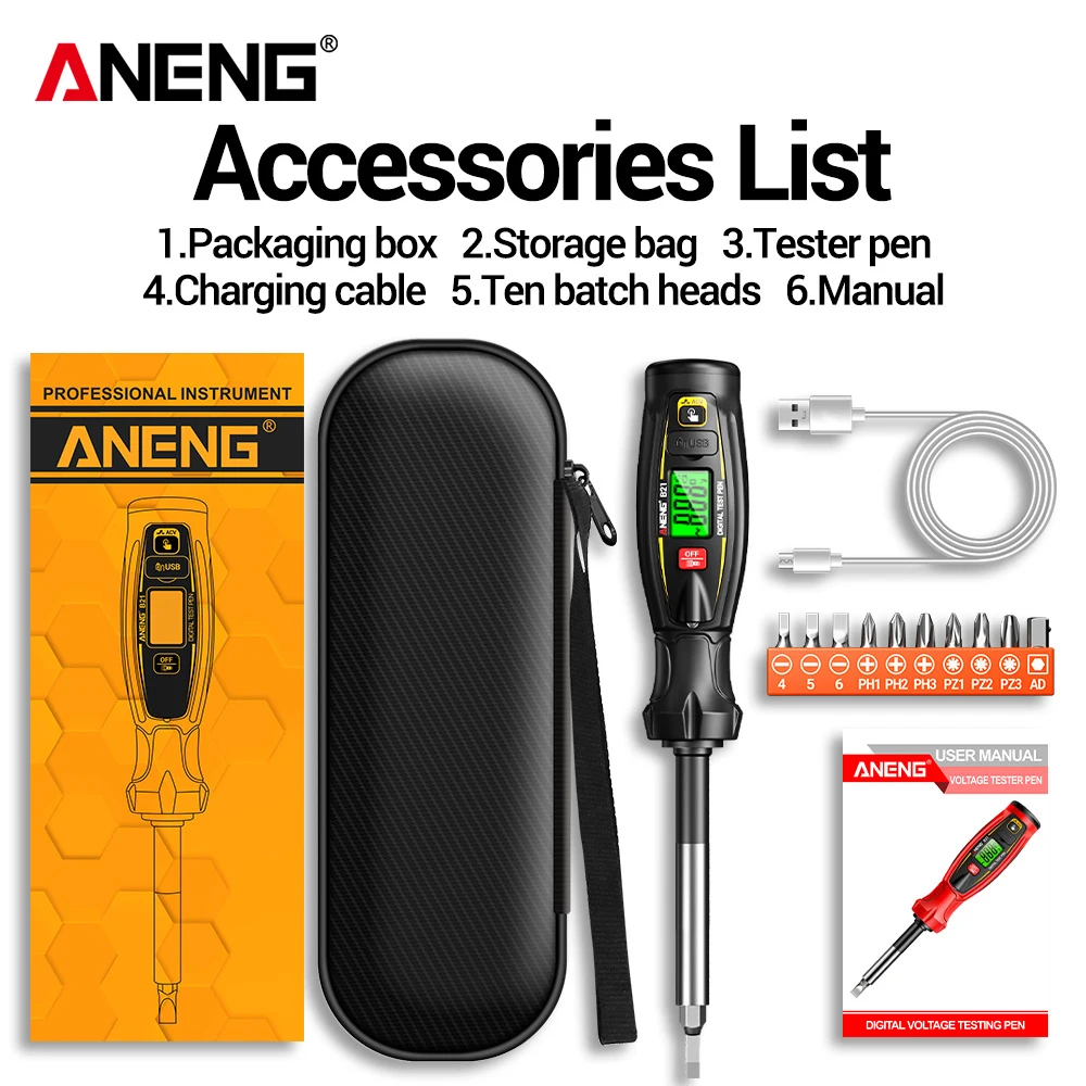 ANENG B21 Contactloze Spanningsdetector Pen 30~1000V AC Tester Draadbreukzoeker Elektrische Contactdoos Bedradingstestgereedschap