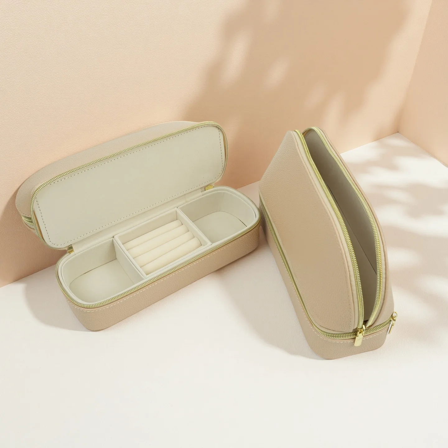 

New style double-layer travel cosmetic and jewelry storage bag with zipper, suitable for storing rings, bracelets other accessor