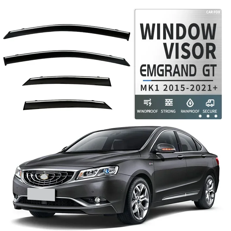 4pcs For Geely Emgrand GT 2015-2025 Car Window Visor Awning Shelters Windshield Side Window Rain Sun Shade Car Accessories