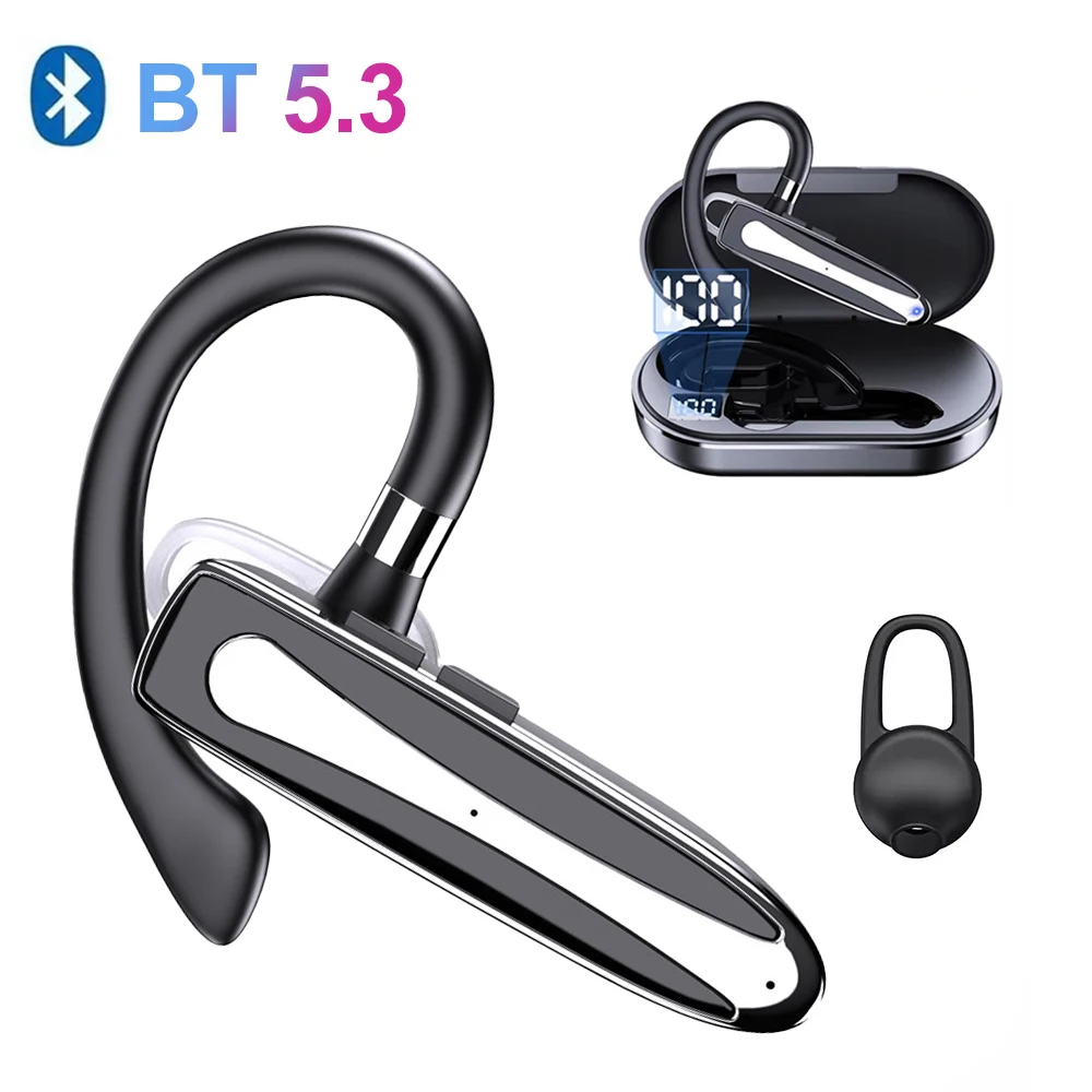 New Bluetooth Headset Wireless Headphones Dual Microphone Noise Cancelling Earpiece Handsfree Call Earphones for Driver Office