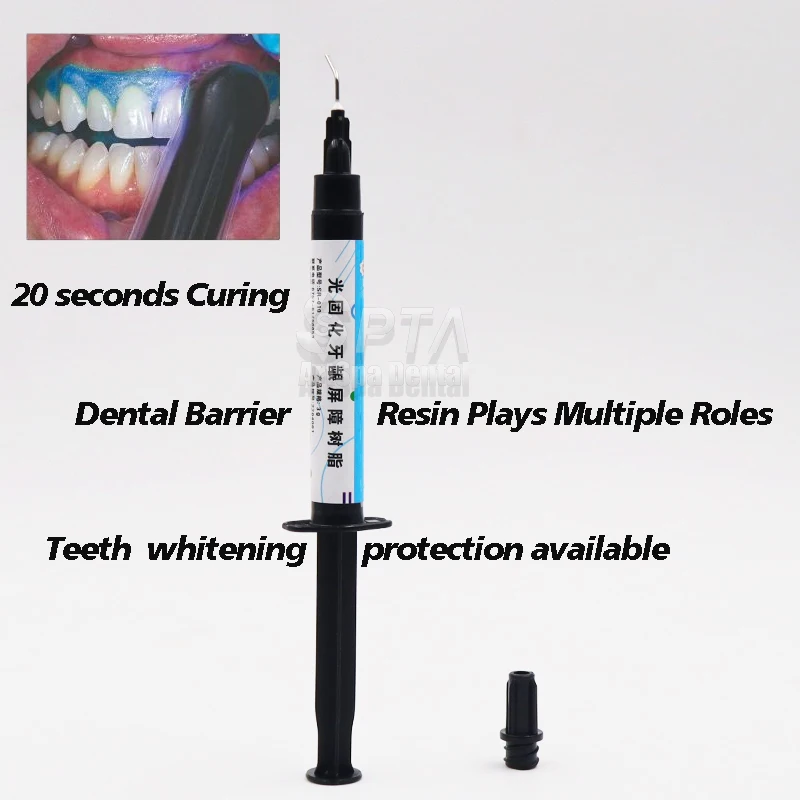 Dental Barrier Resin Material Protection for Dentin Treatment Area Isolation Gel Reduction Oral Contamination Visual