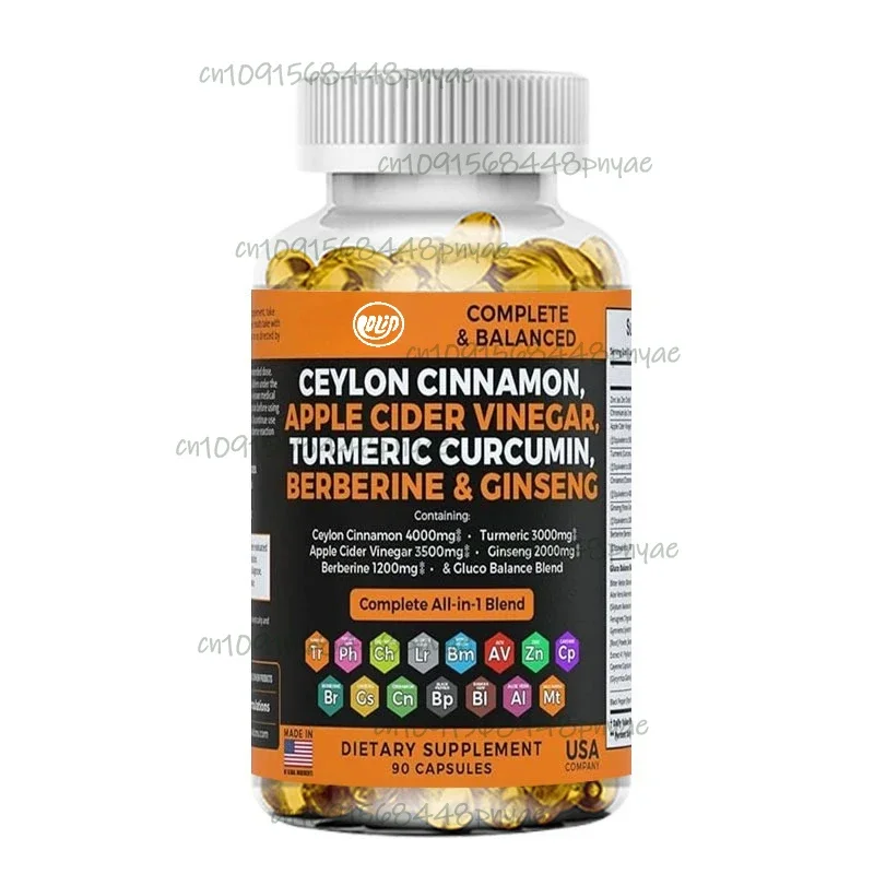 Ceylon Cinnamon Capsules - Contains Apple Cider Vinegar, Curcumin, Ginseng, Zinc, Milk Thistle, Bitter Gourd, Fenugreek
