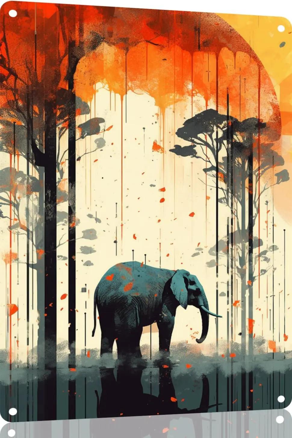Panneau en métal rétro en forme d'éléphant - Décoration murale vintage pour la maison, la cuisine, la salle de bain, le bar - Design captivant sur le thème de la faune