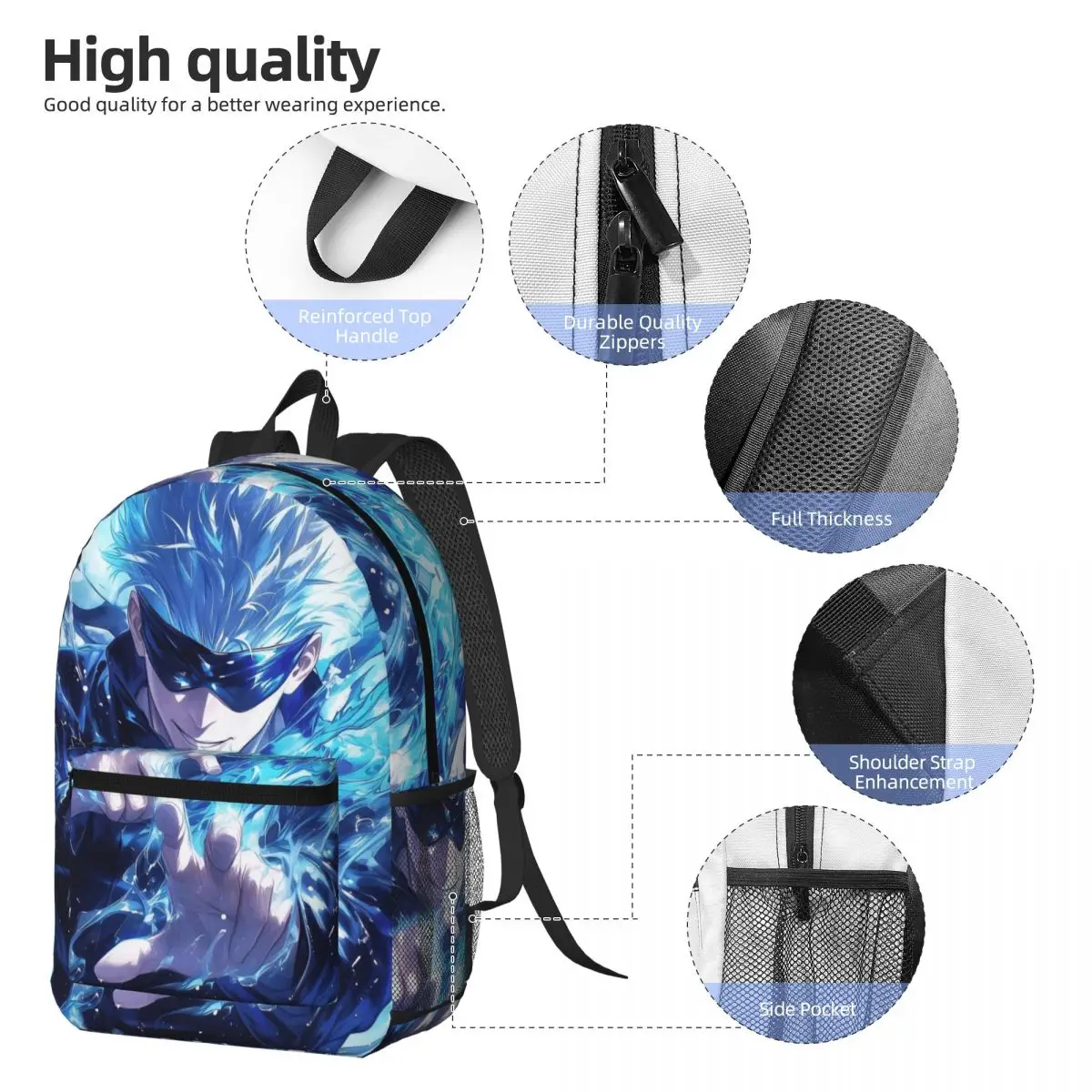 Jujutsu Kaisen Gojo Satoru Backpack Boys Girls BookBag Kids School Bag Laptop Shoulder Bags for Men Women