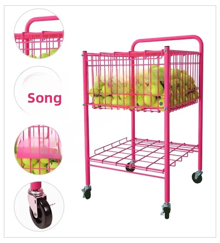 كرة تدريب محمولة قابلة للطي، سلة ذات سعة كبيرة مع منتقي كرة بعجلات