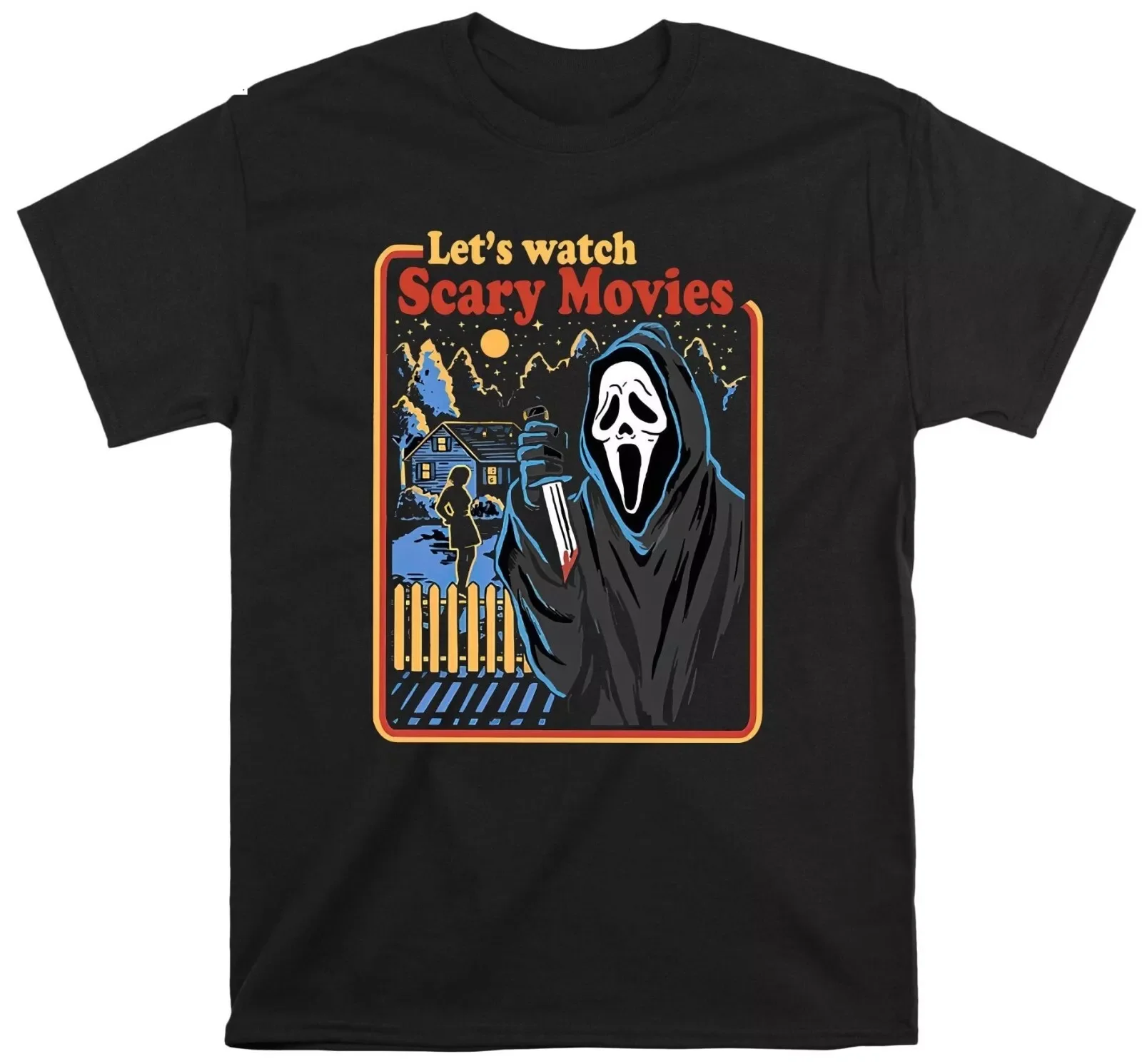 Let's Watch Scary Movies T-Shirt Scary Halloween T Shirt Movie Top Scream Horror