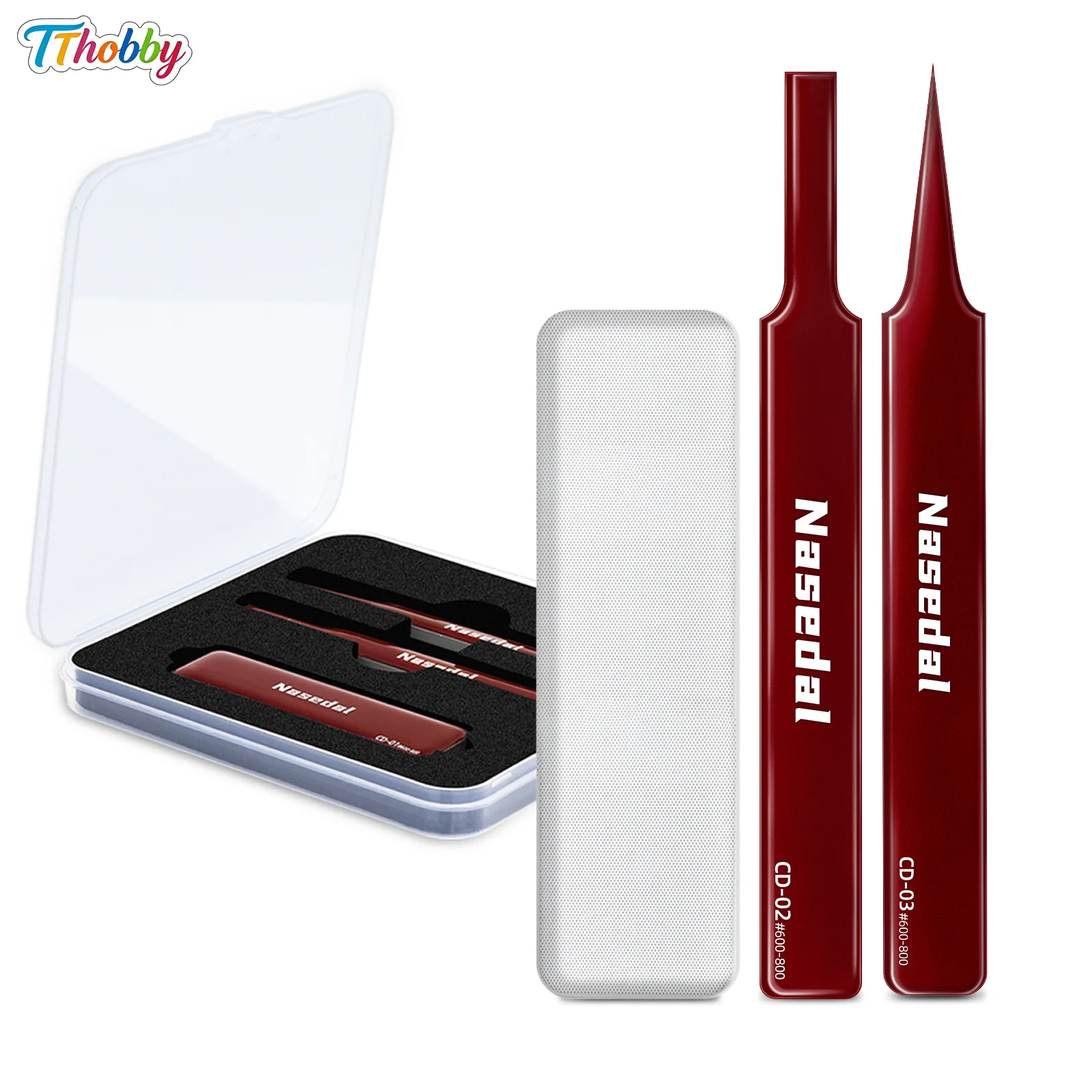Nasedal 3pcs Professional Precision Hobby Glass File for Gundam 3D Prints Polishing Sanding Grinding Tool #600-#800 Grits Updated Reusable Washable Mirror Glass File Wet and Dry Use for Plastic Scale Military Model Making with Portable Storage Box