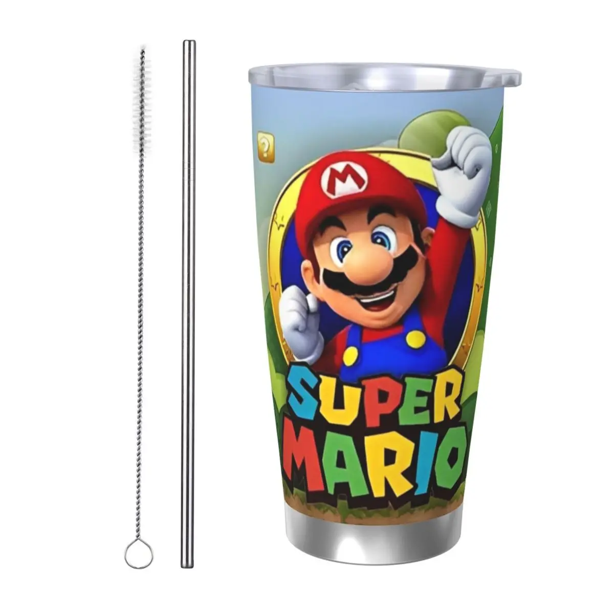 

Marios Exploring The World Изолированный стакан с крышкой Вакуумные кофейные кружки Открытый портативный автомобильный стакан для бутылок, 20 унций