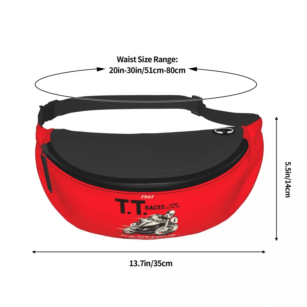 Retro Isle Of Man TT Race Fanny Pack Women Men Custom Motobike Sport Crossbody Waist Bag for Cycling Camping Phone Money Pouch