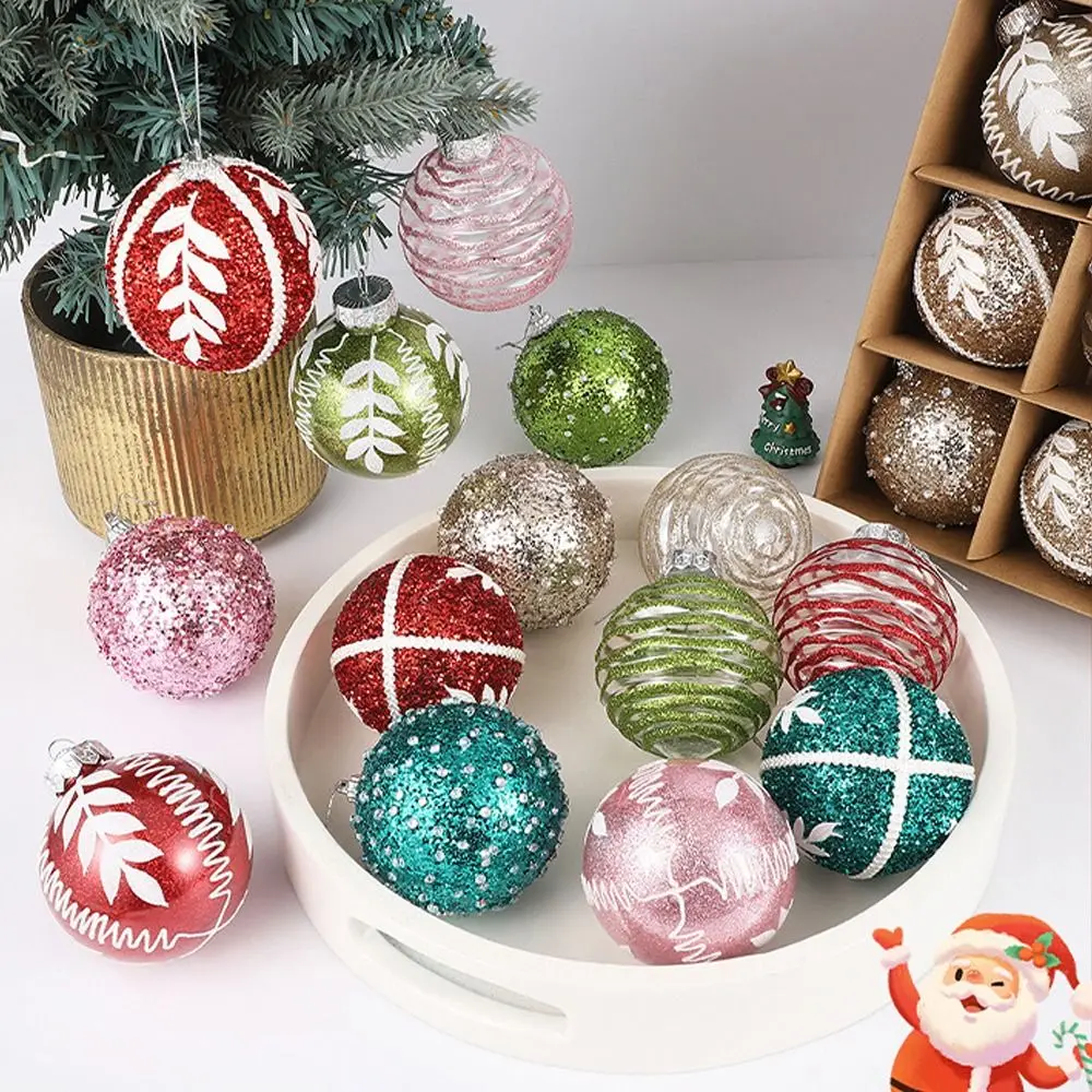 

9pcs 8cm Painted Christmas Balls Set Shatterproof Transparent Electroplated Christmas Hanging Balls Exquisite Reusable