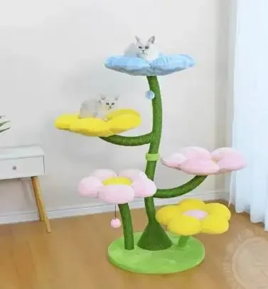 Flower Floral Cat Tree Tower, Luxury Cat Condo, Escalada Móveis, Presente moderno para Kitty, Hot Sales