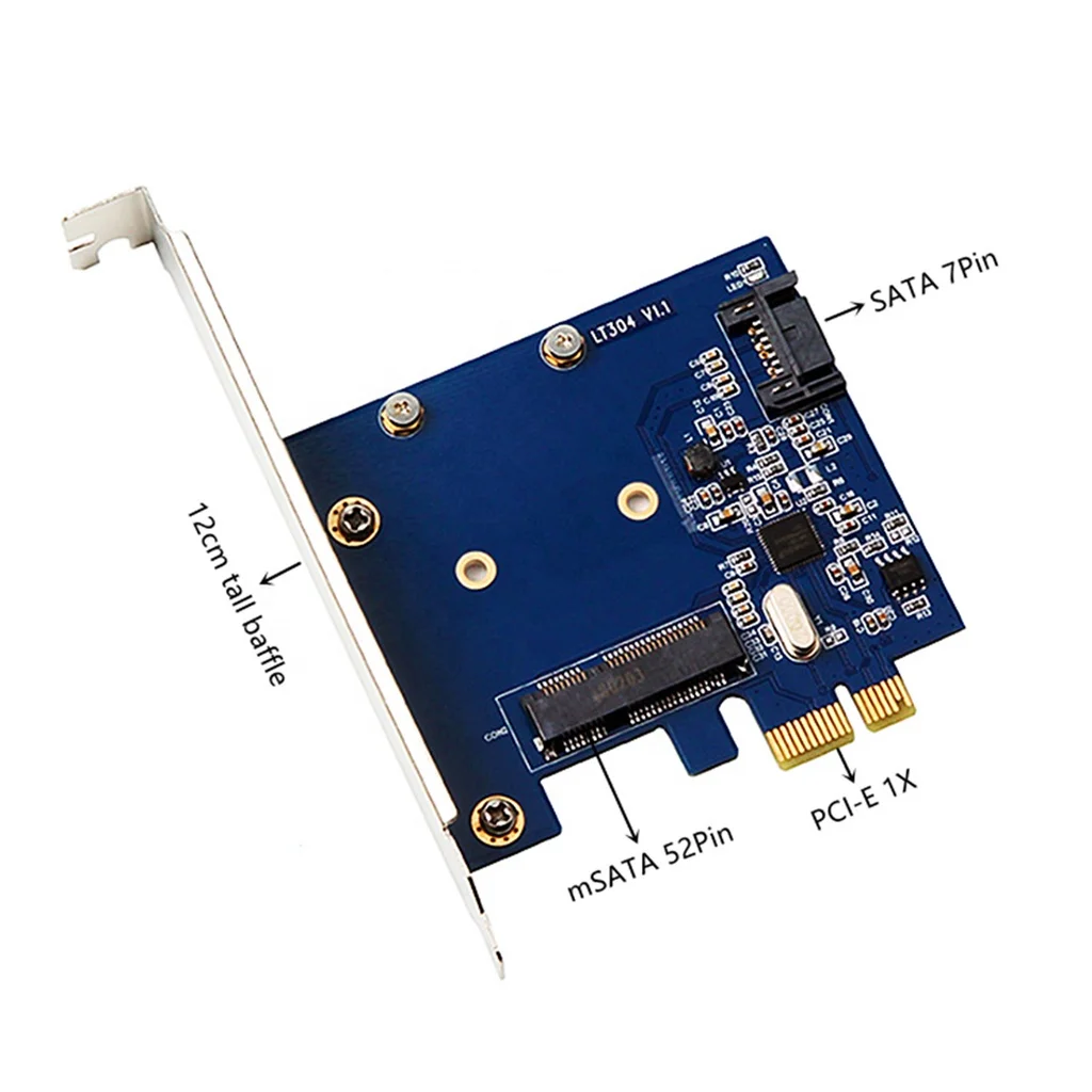 PCIe X1 To mSATA SSD & SATA3.0 Combo Expansion Card ASM1061