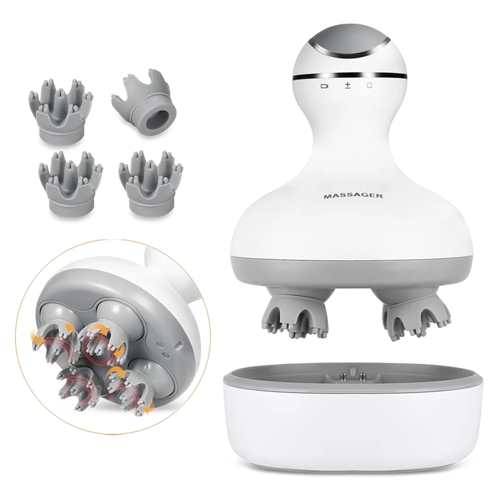 

3D беспроводной электрический массажер для головы, массажер для глубоких тканей, кожи головы, антистресс, расслабляющий массаж тела, шеи, здравоохранение, способствует росту волос