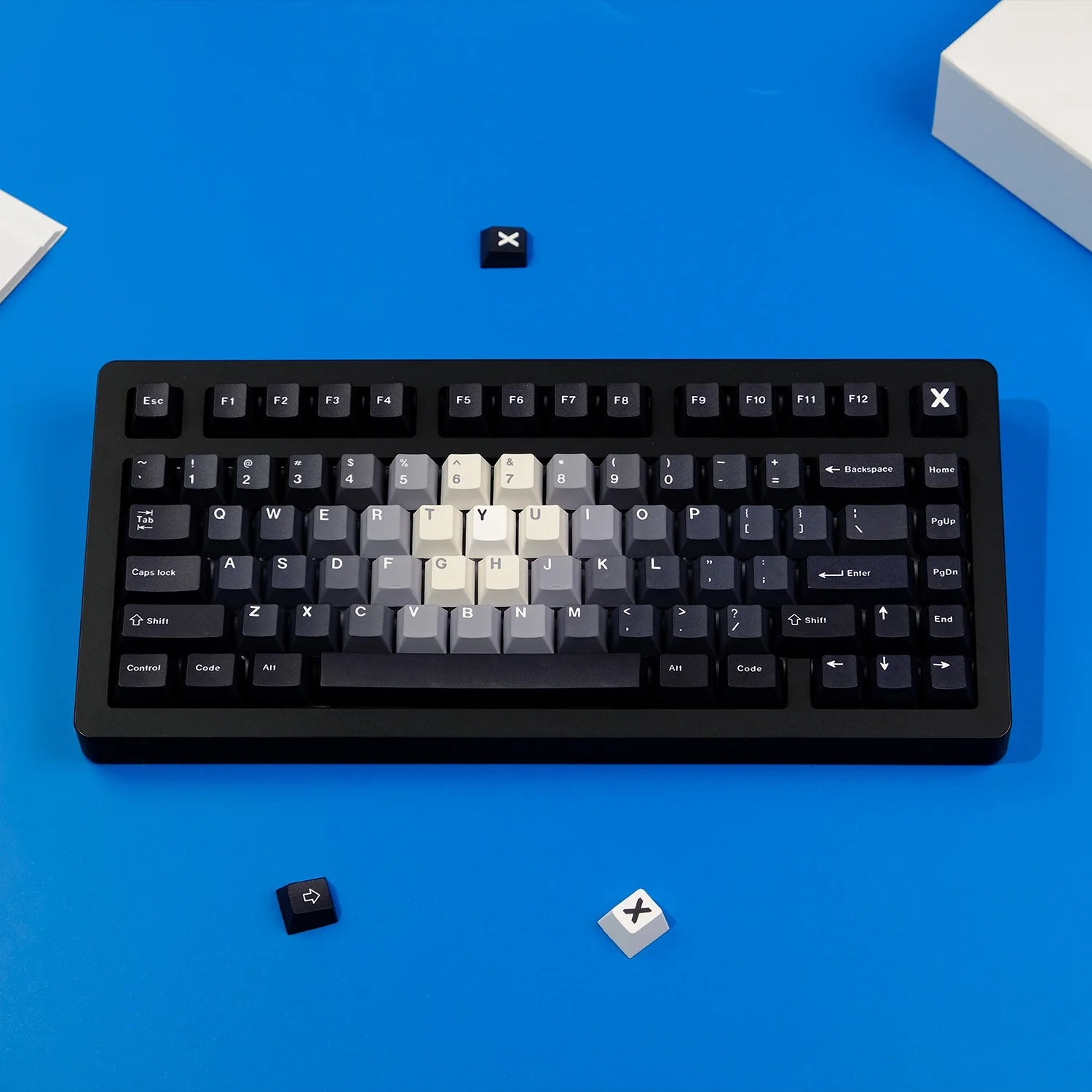 

KYOMOT 128-клавишные черно-белые колпачки для клавиш с тематикой войн PBT Dye Cherry Profile Gradient Keycap для MX Switch GMK Механическая клавиатура