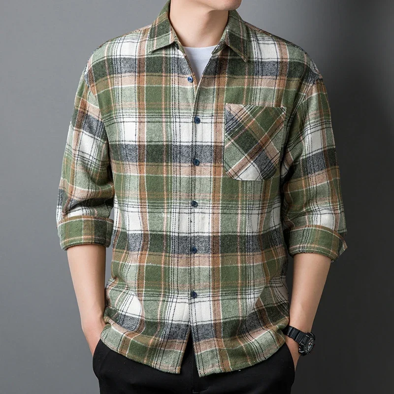 قميص غير رسمي فضفاض للرجال ، جاكيت راقِ ، اتجاه أوائل الربيع ، جديد