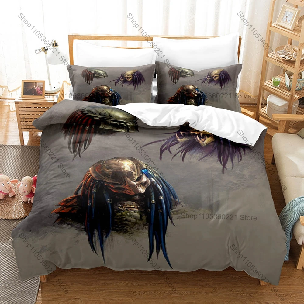 The Predator Classic Sci-Fi Horror Movie Print 3PCS Bedding Set Duvet Cover + 2 Pillowcases Soft Bed Linen For Monster Movie