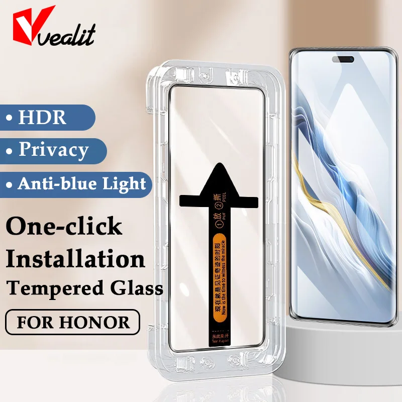 One-click Installation Anti-spy Curved Glass For Honor Magic 6 5 4 Ultimate X9b X9a X40 X50 Pro X50 GT Privacy Screen Protector