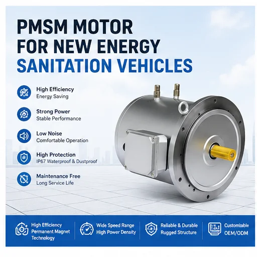 New Arrival 45kW Brushless PMSM Motor High Efficiency Waterproof Wide Speed Range For New Energy Sanitation Vehicle Electric