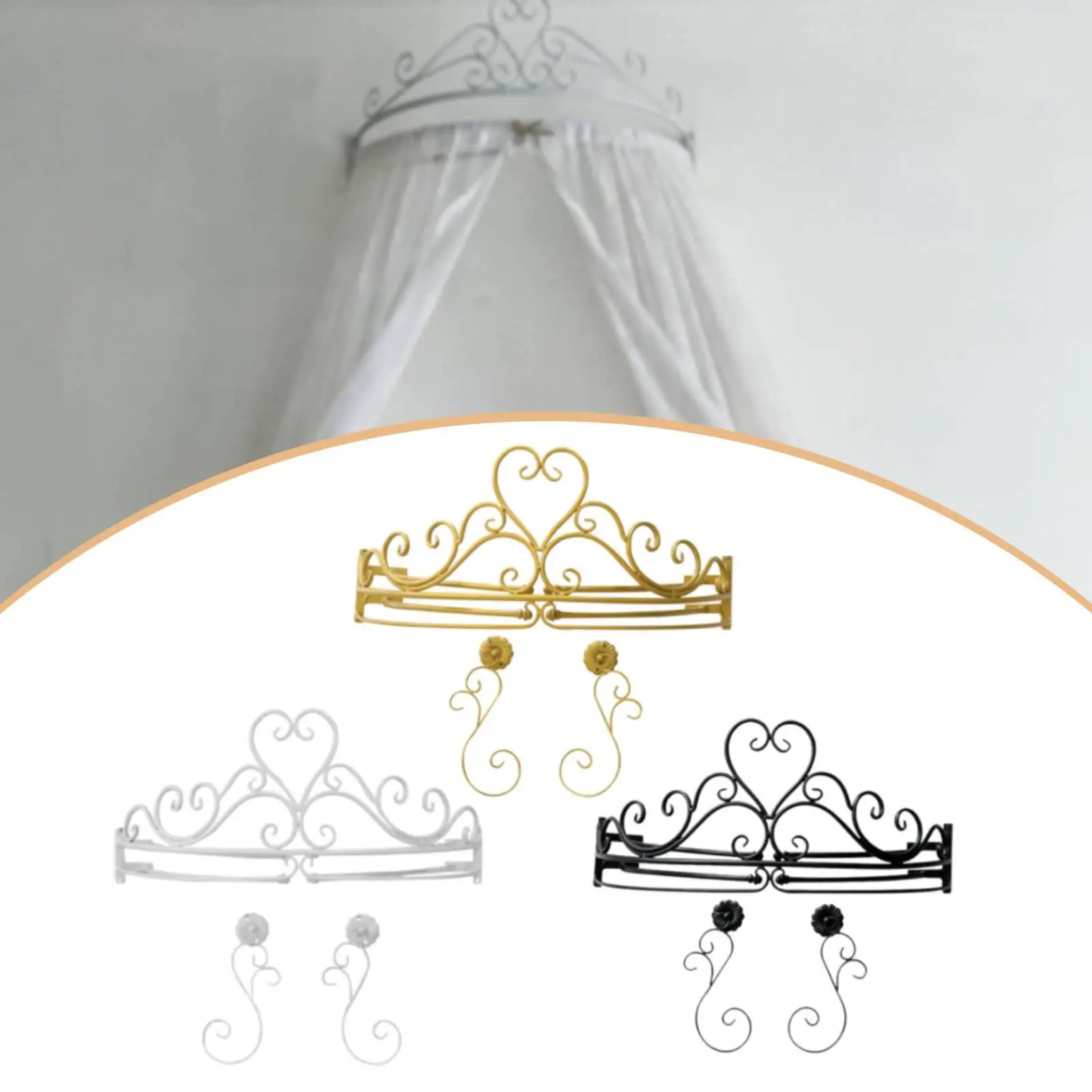 Crown Bed Canopy Frame Heavy Duty Cute Children Room Decor Easy Assembly Sturdy Decorative Princess Bed Canopy Stand for Kids view 5