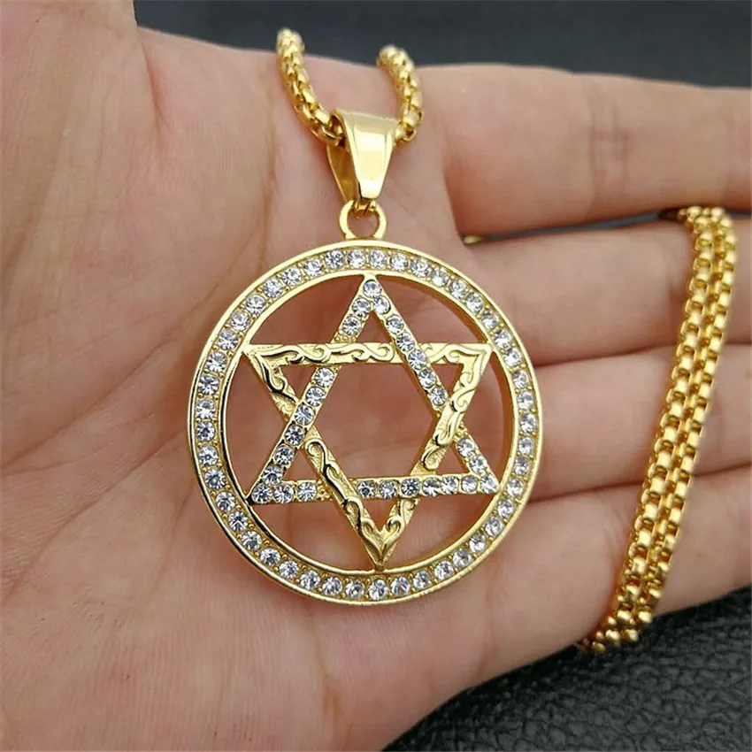 Religious Magen Star of David Pendants Necklace Gold Color Stainless Steel Hexagram Necklace Women/Men Iced Out Jewish Jewelry image 2