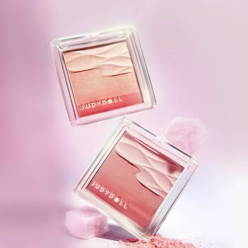 Judydoll Dual Tone Acqua Finitura satinata Modello onda trasparente Blush Palette Cosmetico Bellezza Acqua in polvere Blush Palette per trucco
