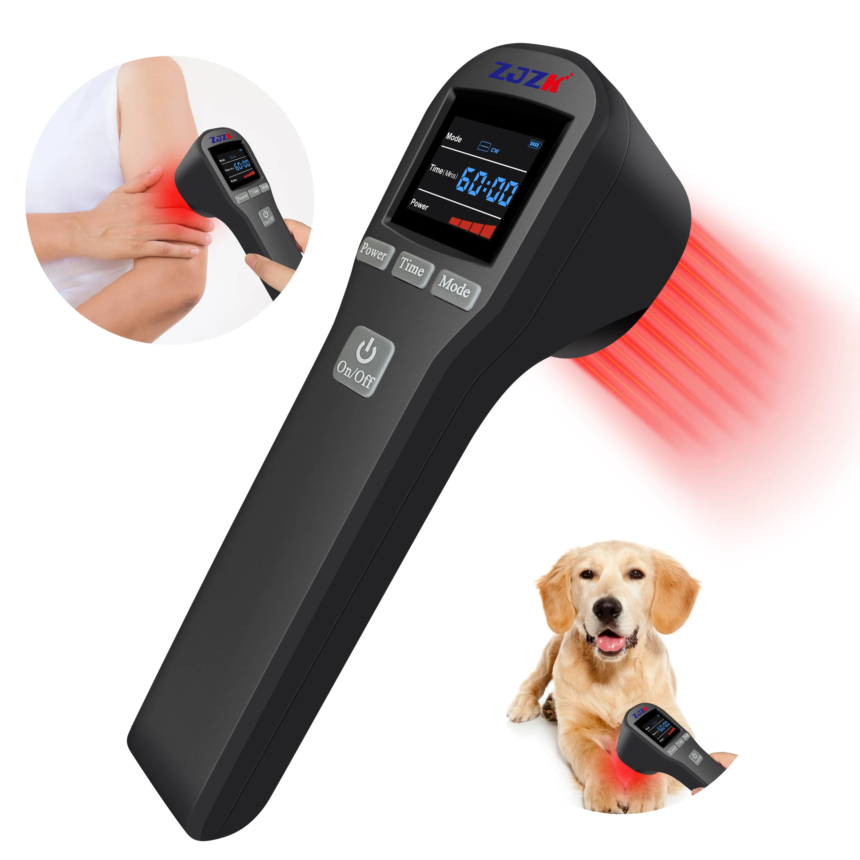 ZJZK 880mW Best Cold Laser Therapy Dogs Laser Treatment Dogs Device 650nmX16Diodes+808nmX4Diodes For Horses Fibromyalgia