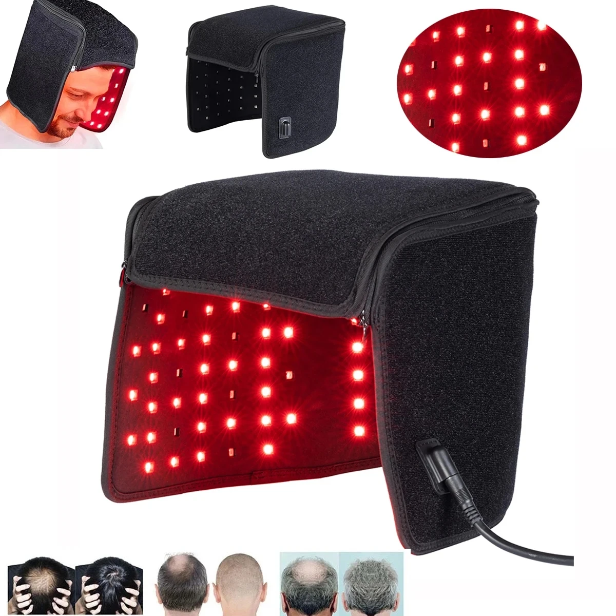 Hair growth LED hat Red & Infrared Light Hair Growth Cap For Hair Loss Promote Hair Fast Regrow Care Cap Headache Relief Hat