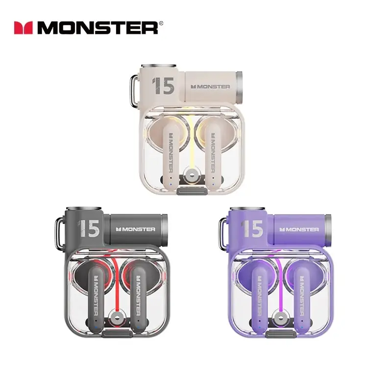 Original Monster XKT15 TWS Wireless Bluetooth Earphones Gaming Sport Headphones Noise Reduction Low Latency Earbuds Mic