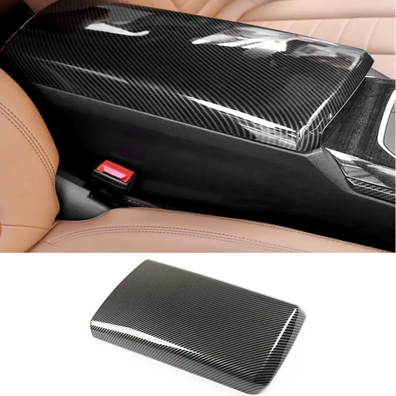 For BMW 3 Series 325li 320li 2020 2021 2022 Carbon Fiber Texture Center Console Lid Armrest Storage Box Cover Protective Trim